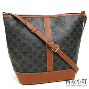Celine Bucket Bag Tan Triomphe Canvas Calfskin Finish